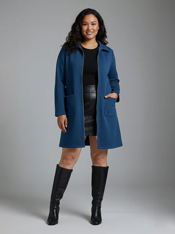 Teal longline fleece jacket