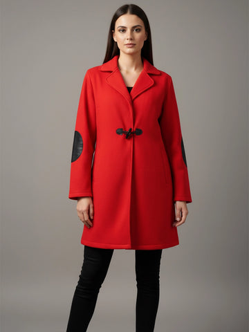 Red fleece long coat