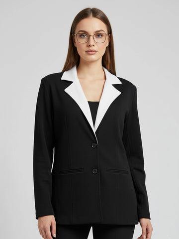 Dual-Tone Notch Collar Formal Blazer