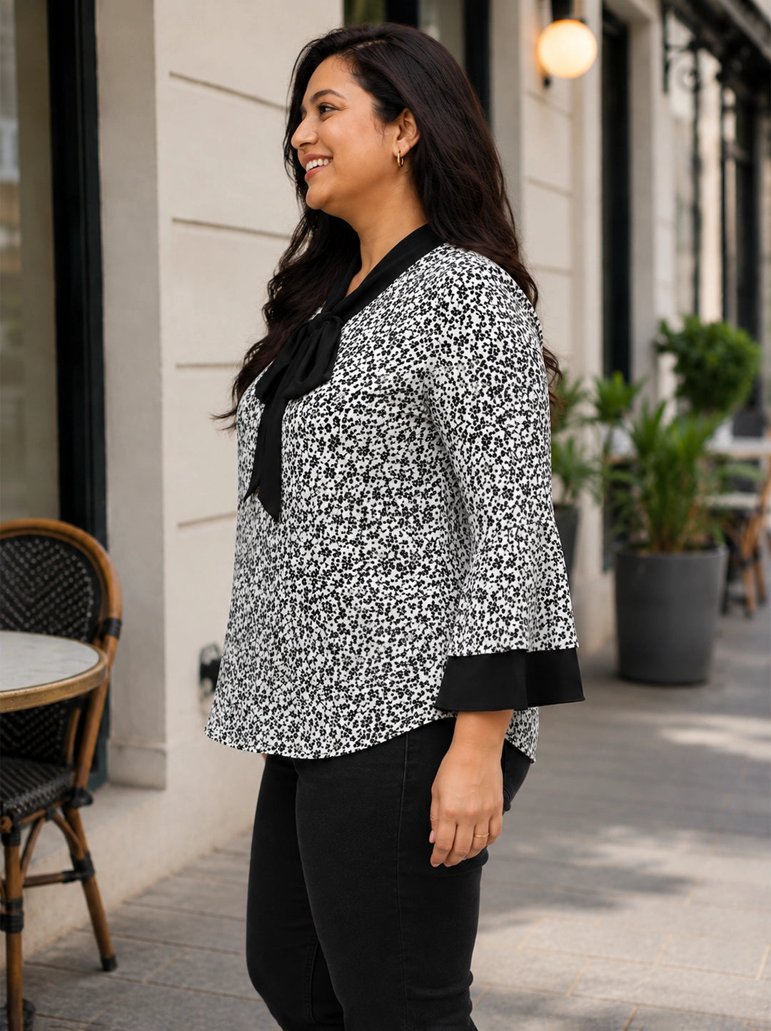 white crepe top — back view