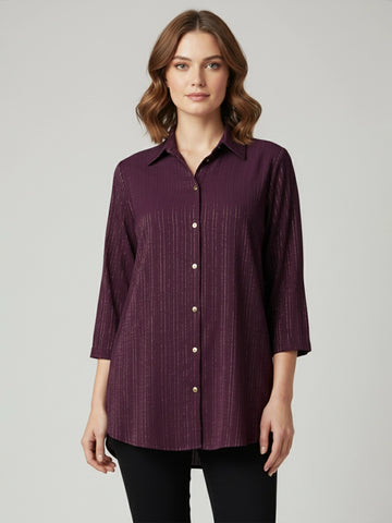 Burgundy gold lurex party shirt