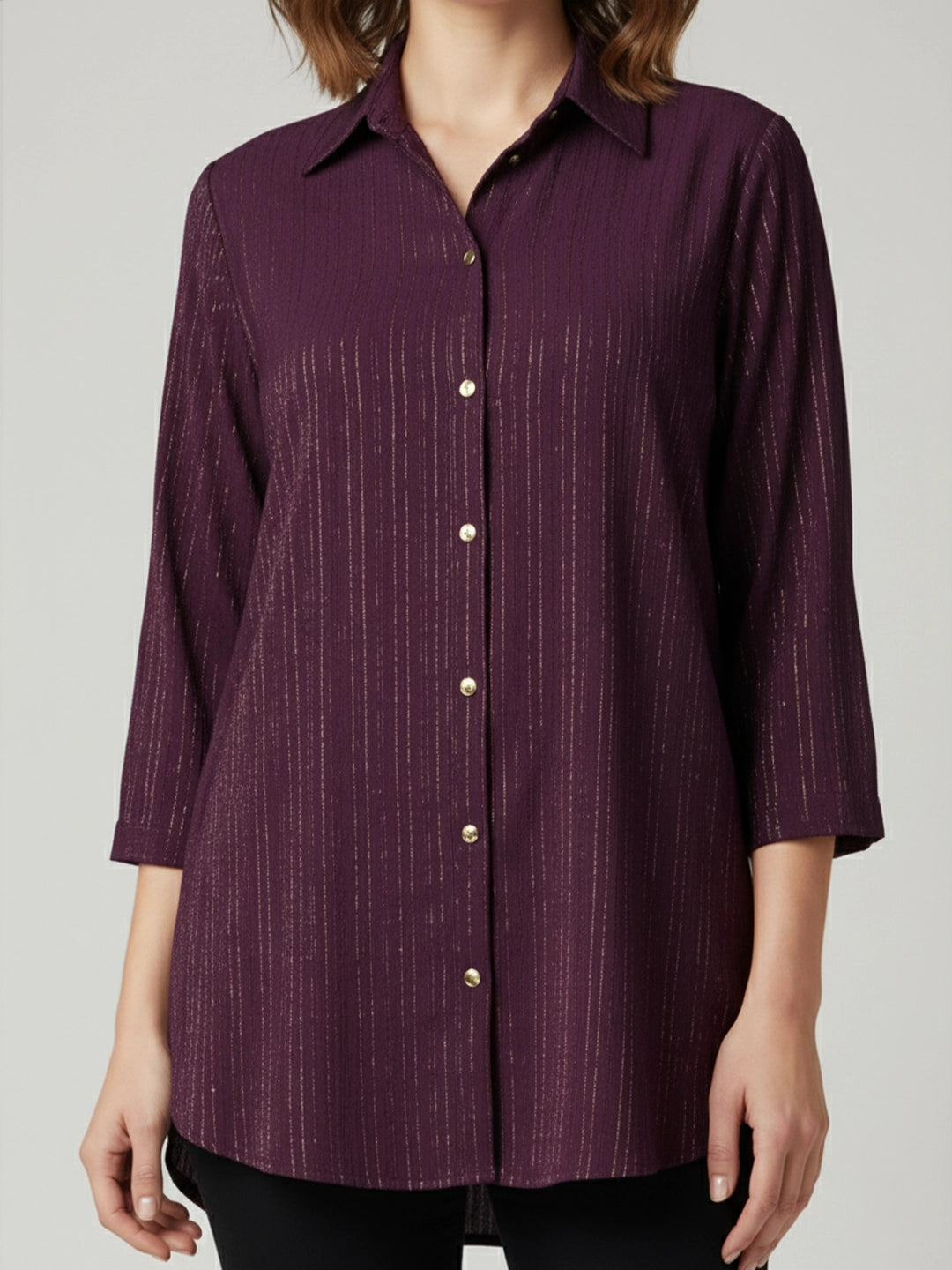 Burgundy gold lurex party shirt