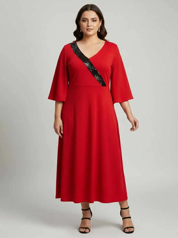 Red party dress with sequins embelishment