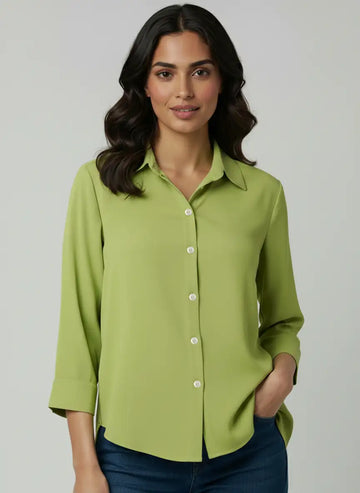 Lime green silk blend shirt