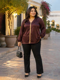 brown french crepe top — styled look