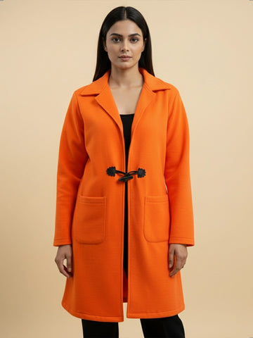 Orange longline fleece jacket