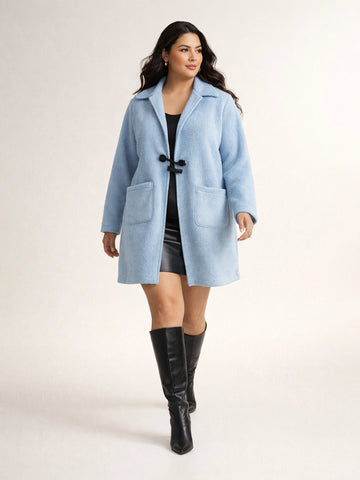 Powder blue longline sherpa fleece jacket