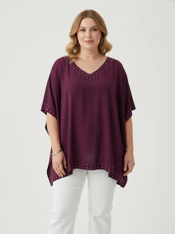Wine kaftan with crystal embellished neckline