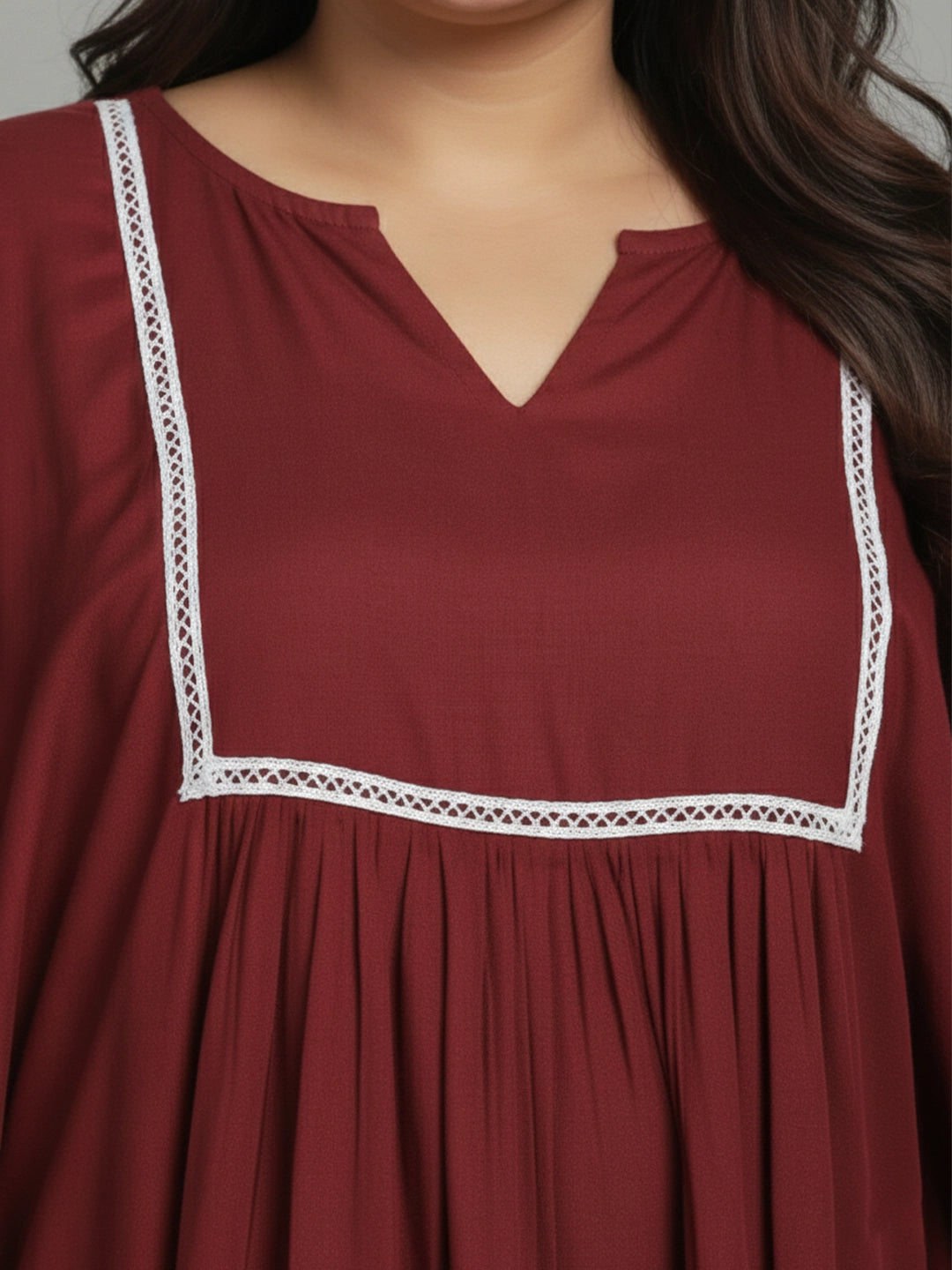 Maroon rayon kaftan night dress