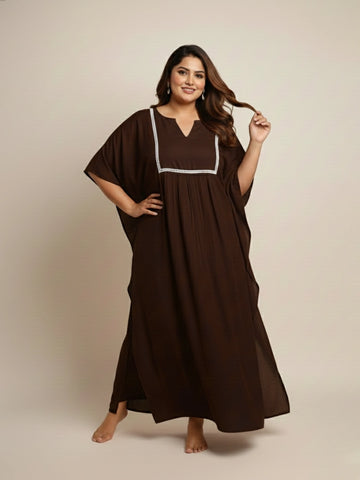 Brown rayon kaftan night dress