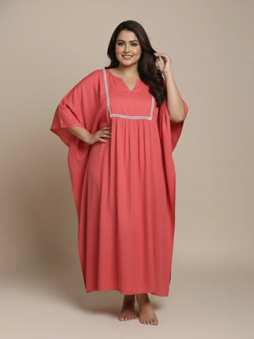 Peach rayon kaftan night dress