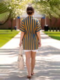 orange stripe cotton top — close-up detail