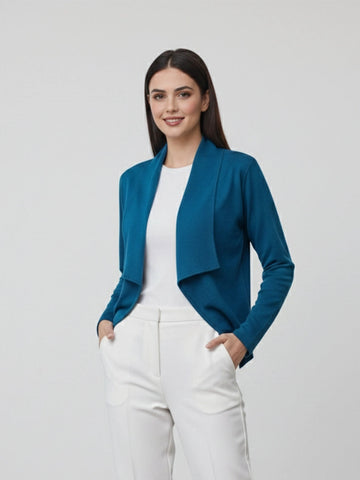 Shawl collar teal shrug