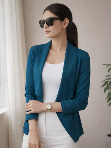 Shawl collar teal shrug