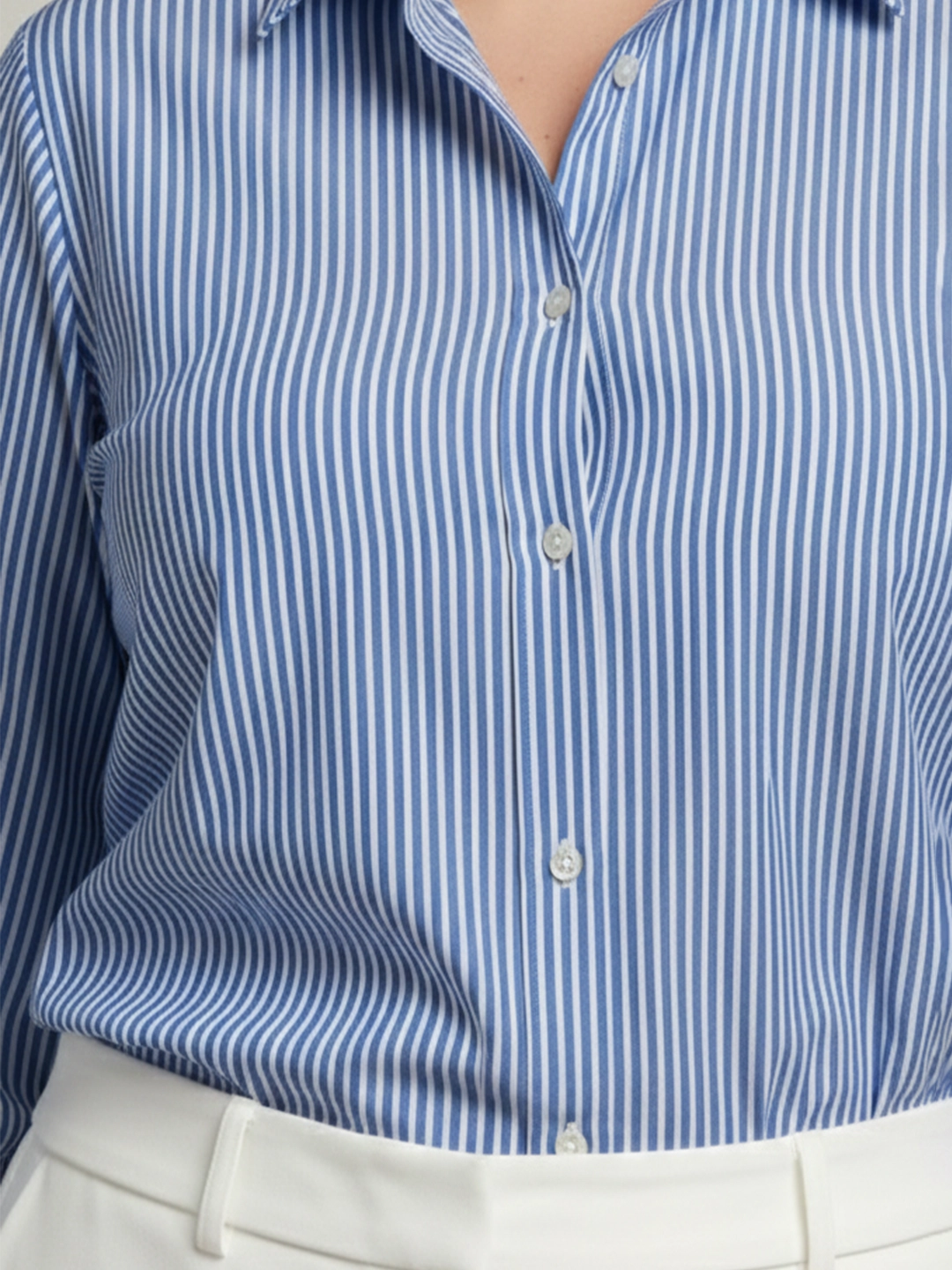 Blue & white stripe shirt with cuff sleeves