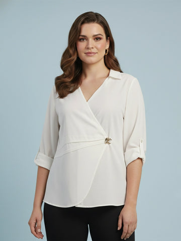 White Twist-Detail Wrap Top