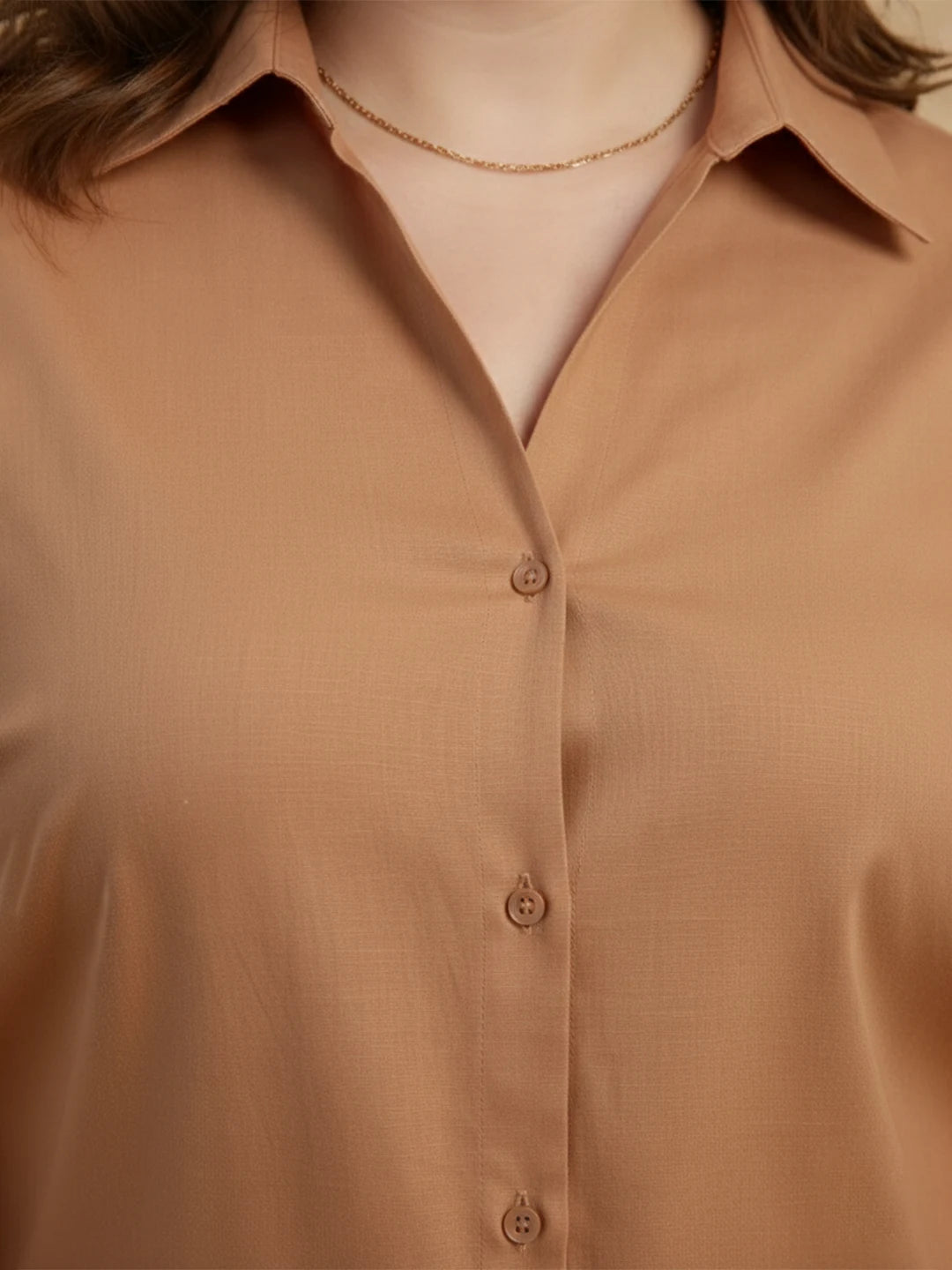Peach poplin shirt with cuff sleeves