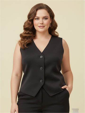 Black knitted vest top