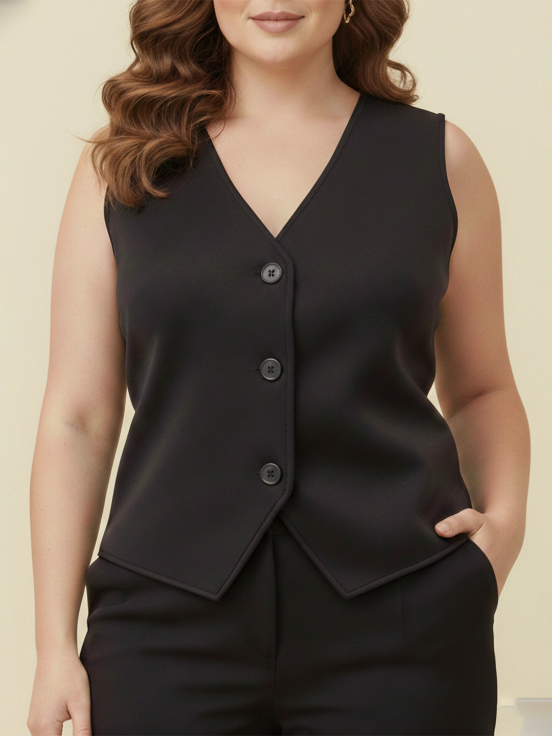 Black knitted vest top