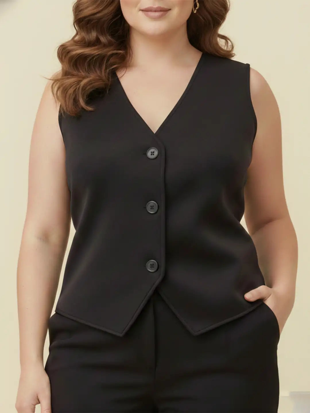 Black knitted vest top
