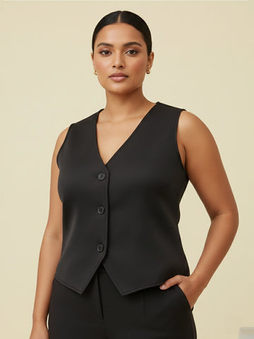 Black knitted vest top