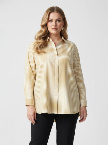 Yellow & white stripe cotton shirt