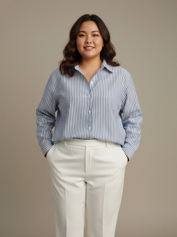Blue & white stripe cotton shirt