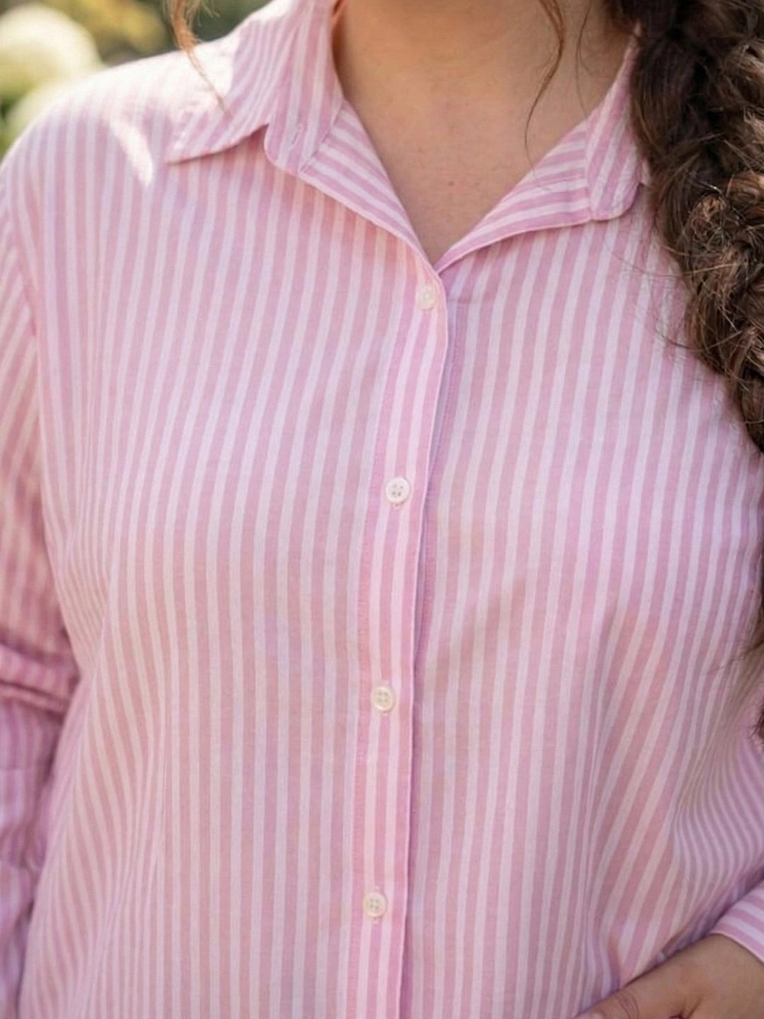 Pink & white stripe cotton shirt