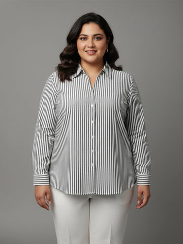 Black & white stripe cotton shirt