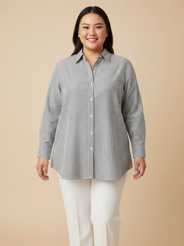 Black stripe cotton shirt