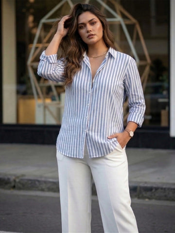 Blue stripe linen shirt