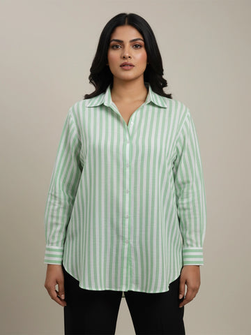 Light green stripe linen shirt
