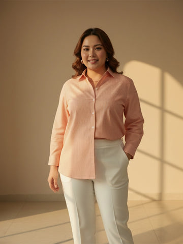 Orange stripe cotton shirt