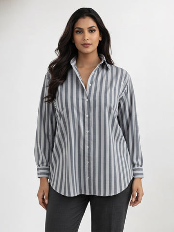 Grey stripe linen shirt