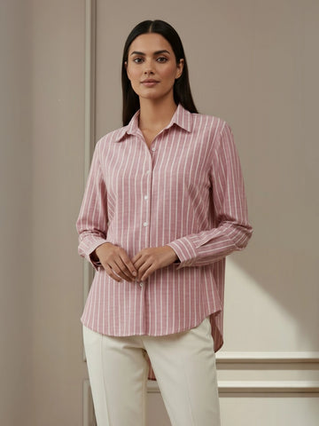 Pink stripe linen shirt