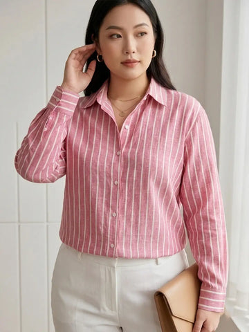 Pink stripe linen shirt