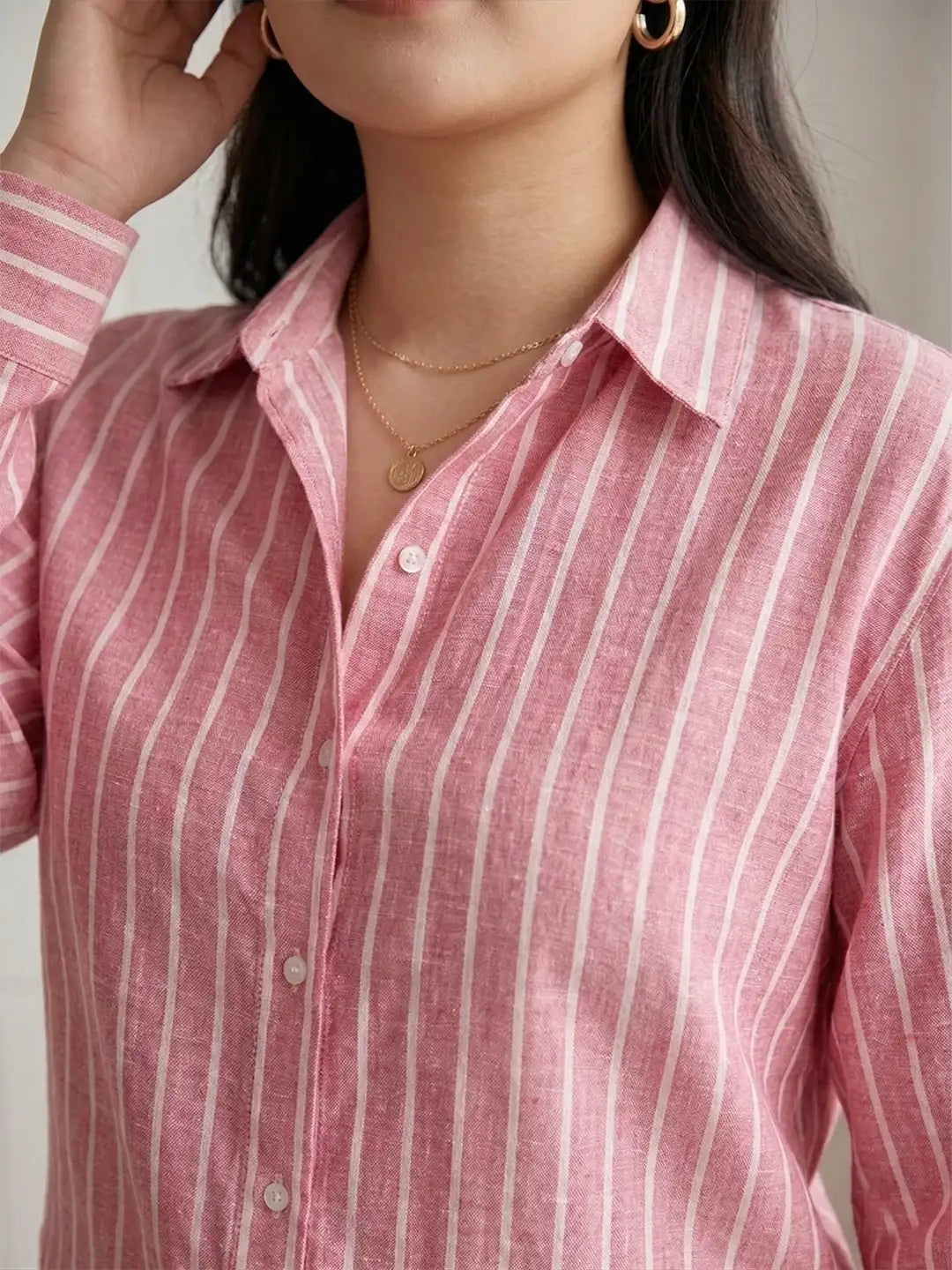 Pink stripe linen shirt