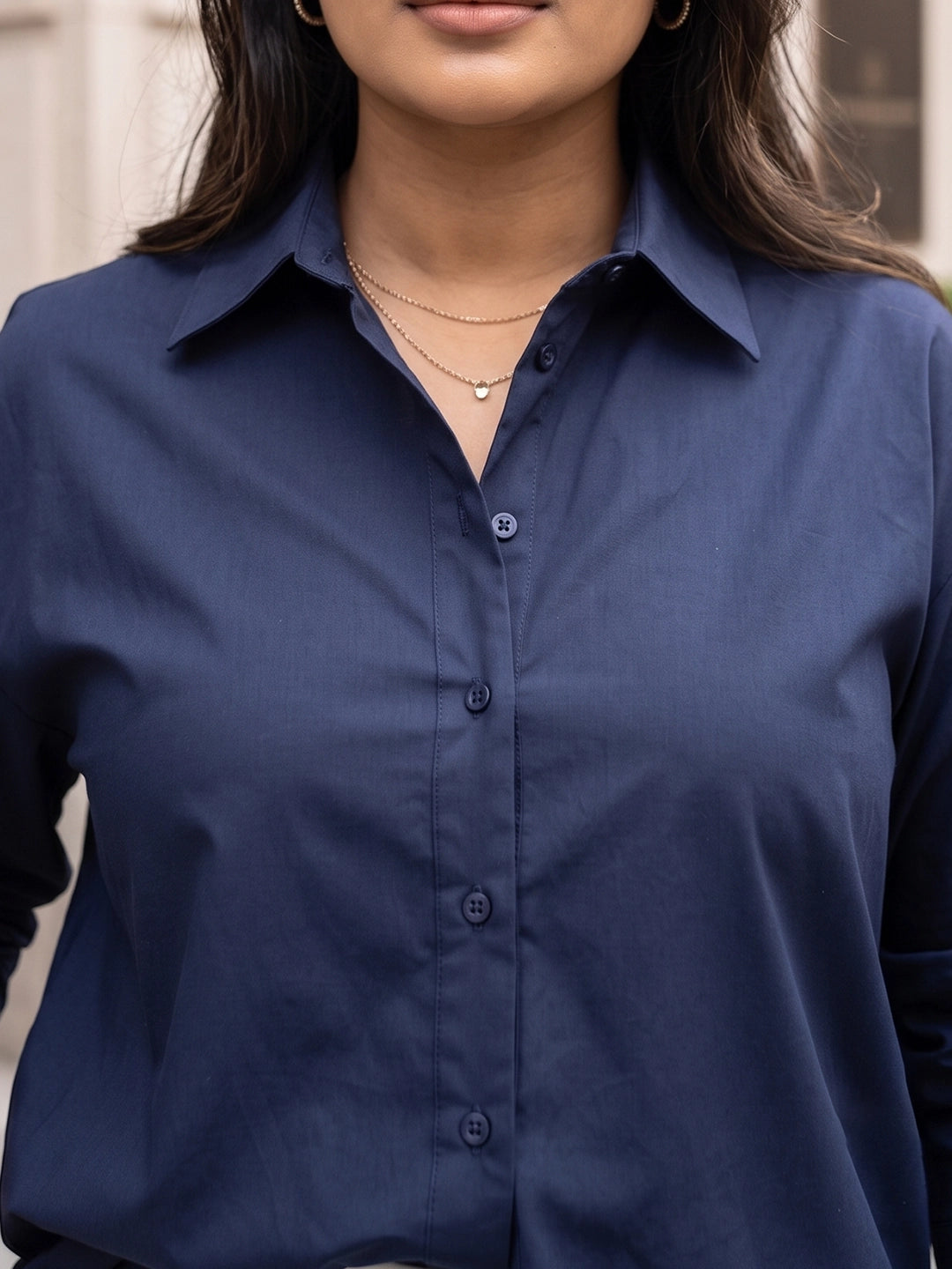 Navy poplin shirt