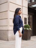 navy poplin shirt — back view
