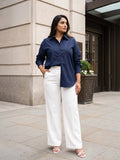 navy poplin shirt — styled look