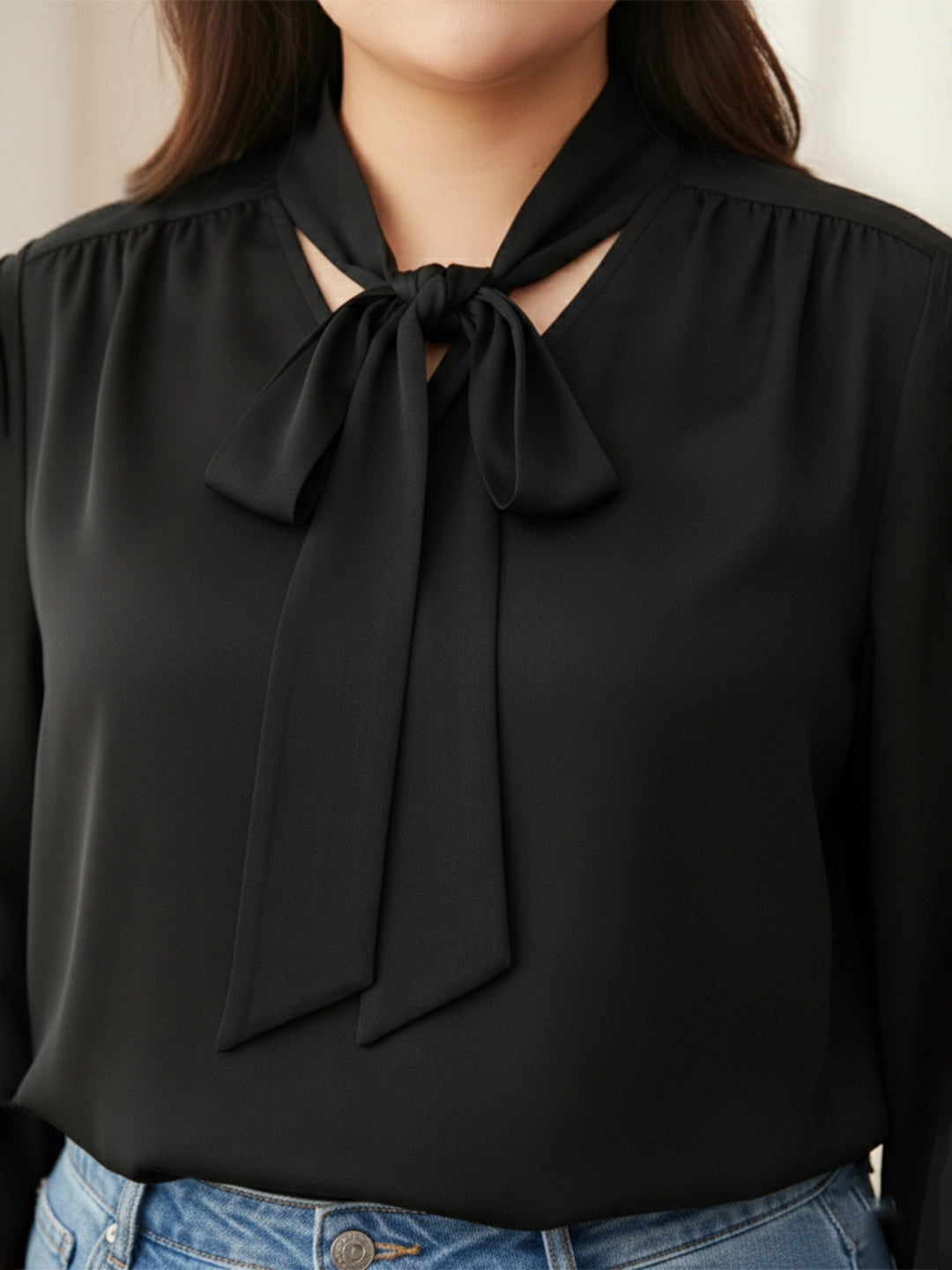 Black tie top with full sleeves