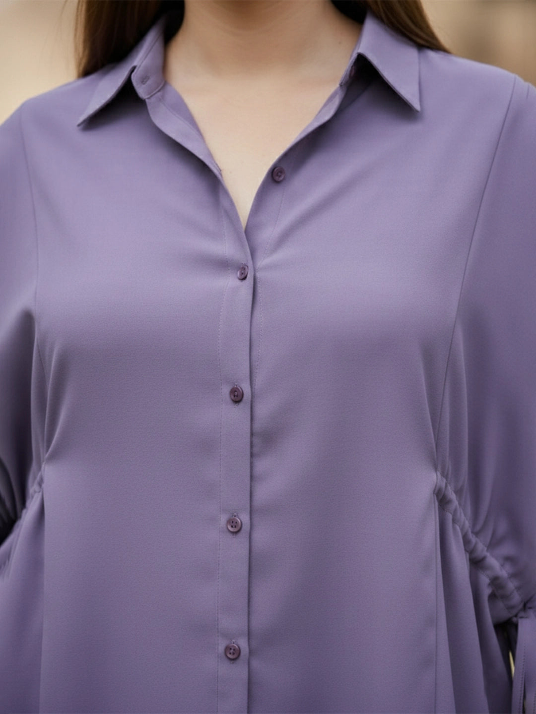 Dark purple side drawstring top