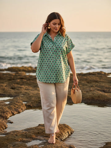 Floral printed cotton shirt