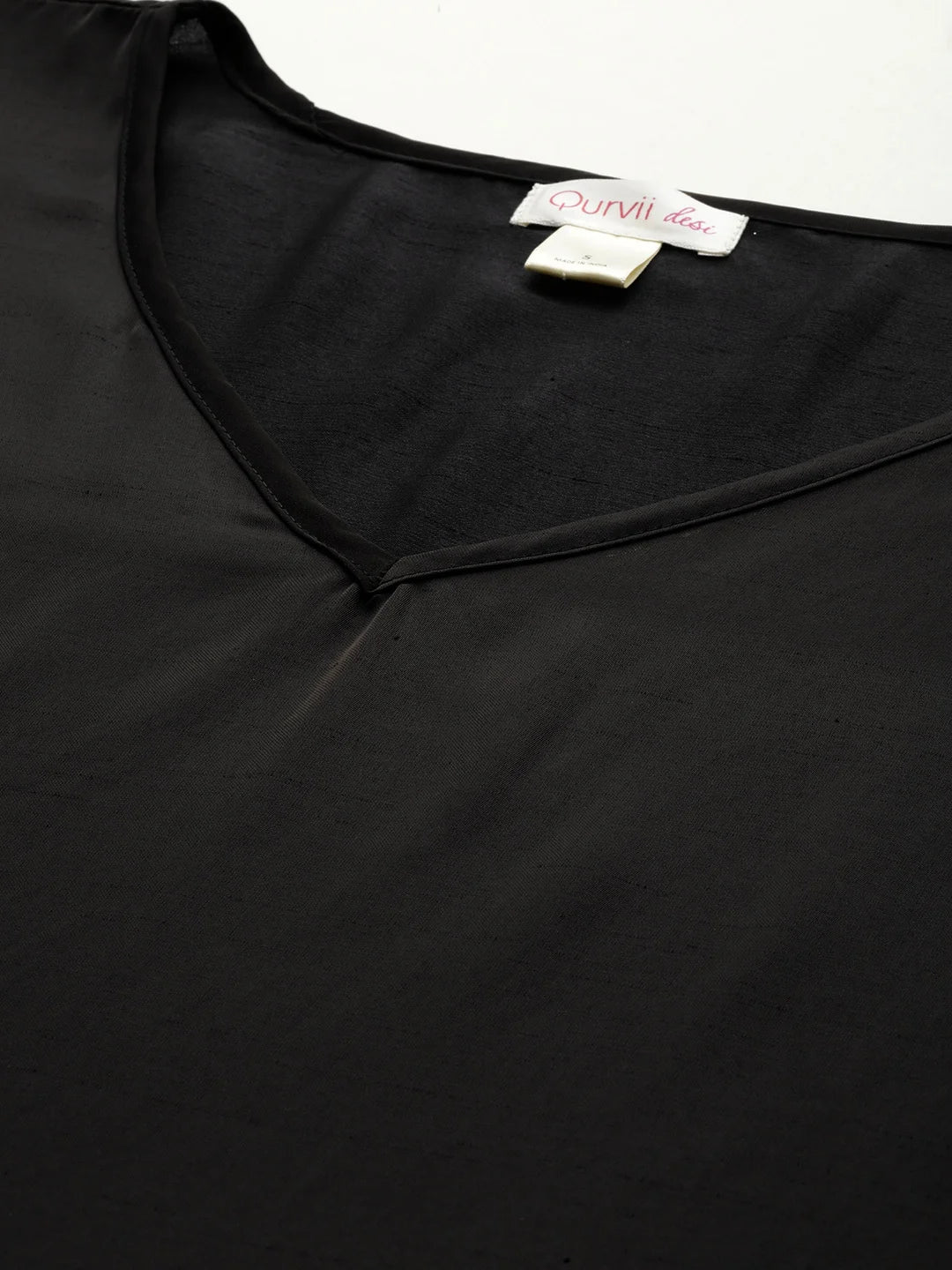 Black Silk V-Neck brocade kaftan