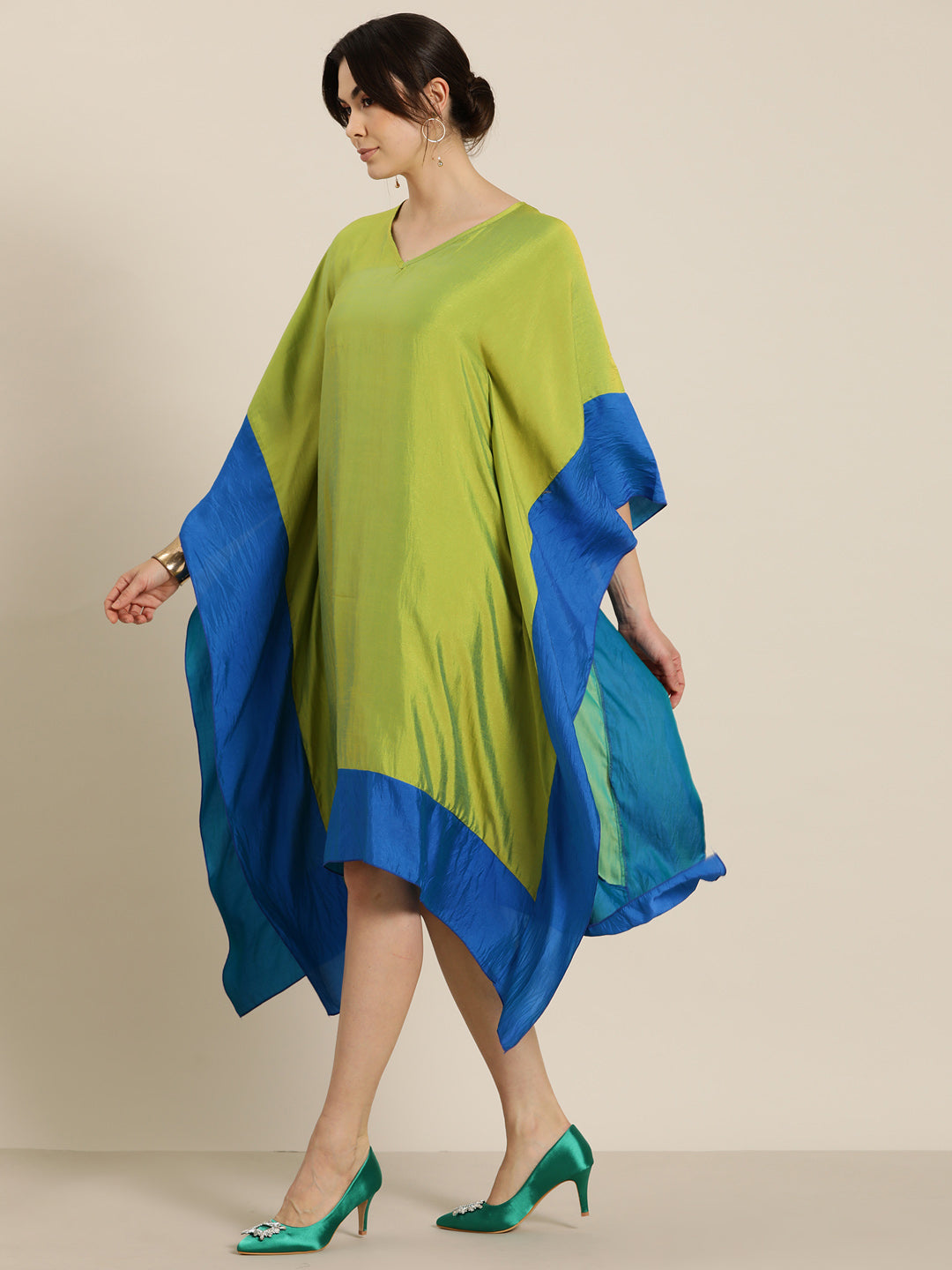 Lime green silk kaftan