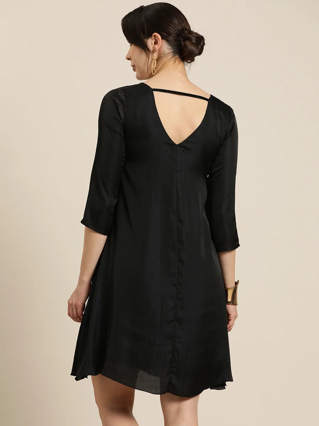 Black silk A-line party dress