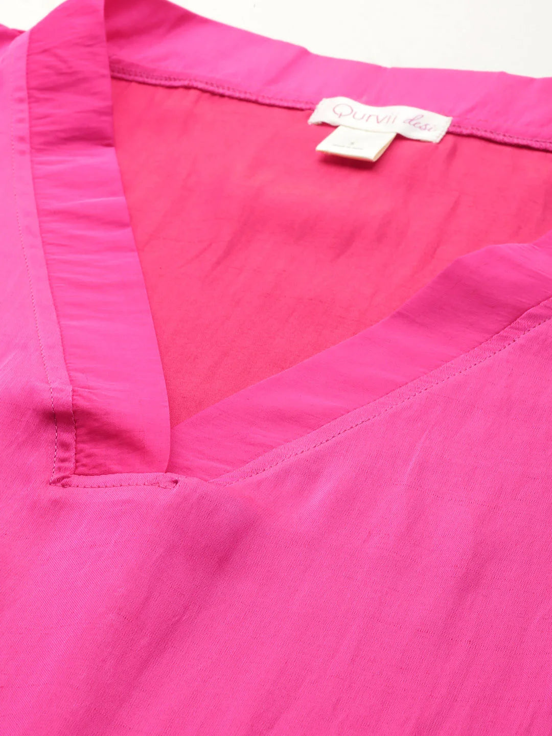 Fuchia pink & orange silk colorblock Kimono dress