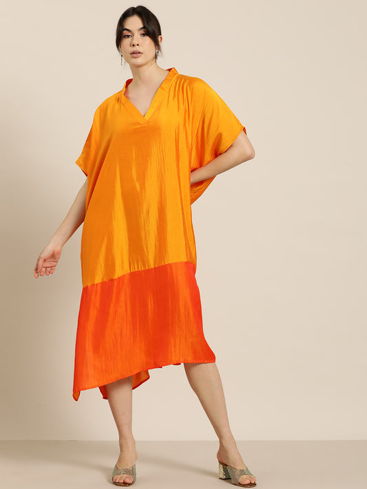 Saffron & Orange silk Kimono oversize dress
