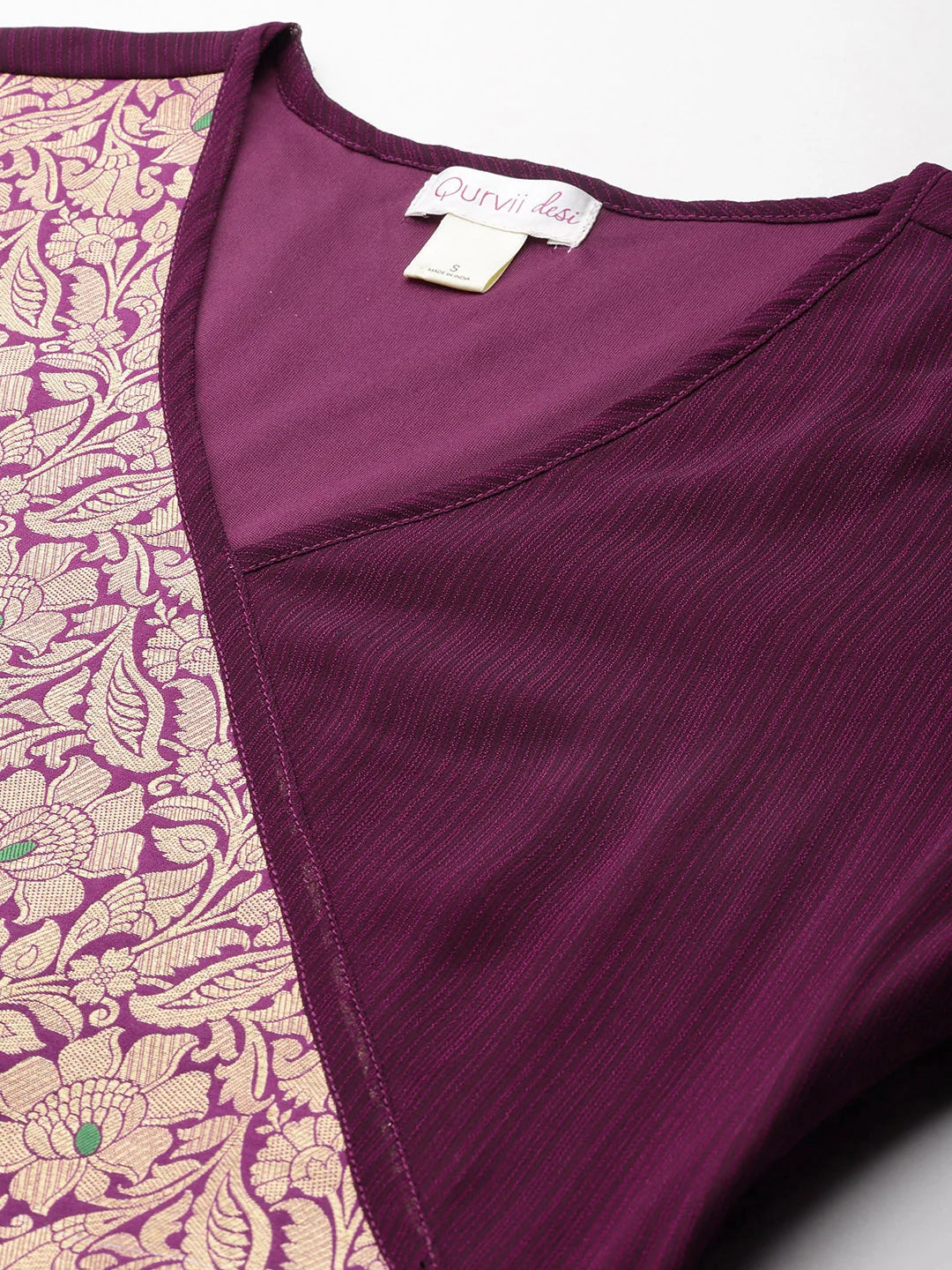 Purple party dress with brocade yoke