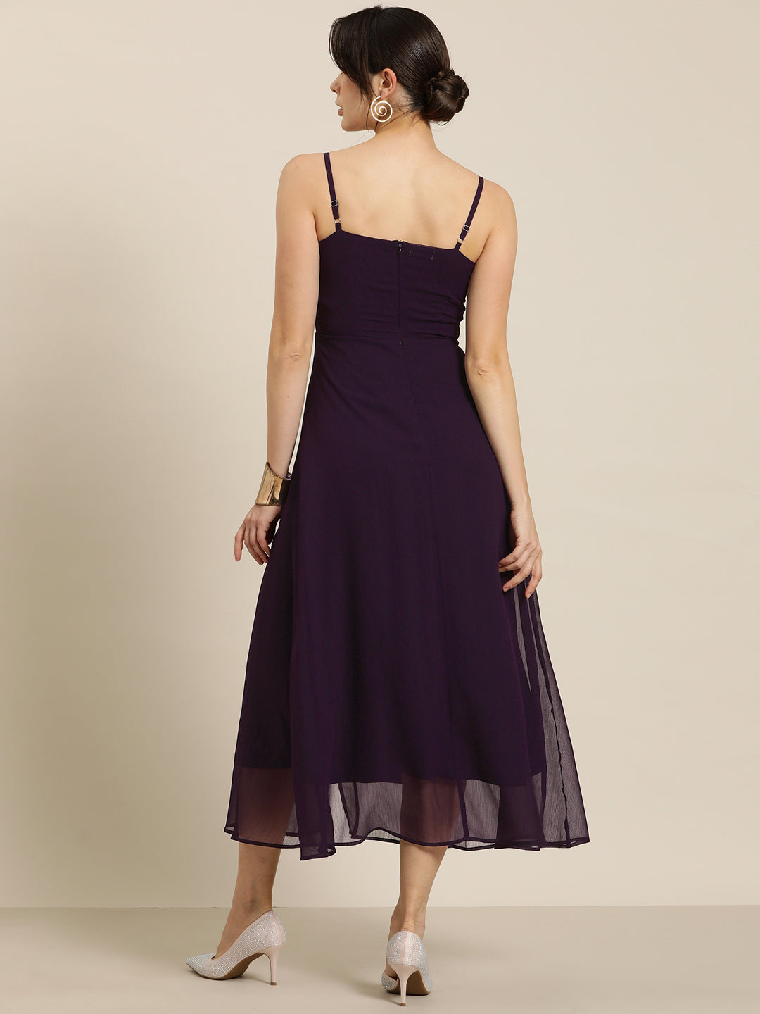 Purple Maxi Dress with brocade yoke